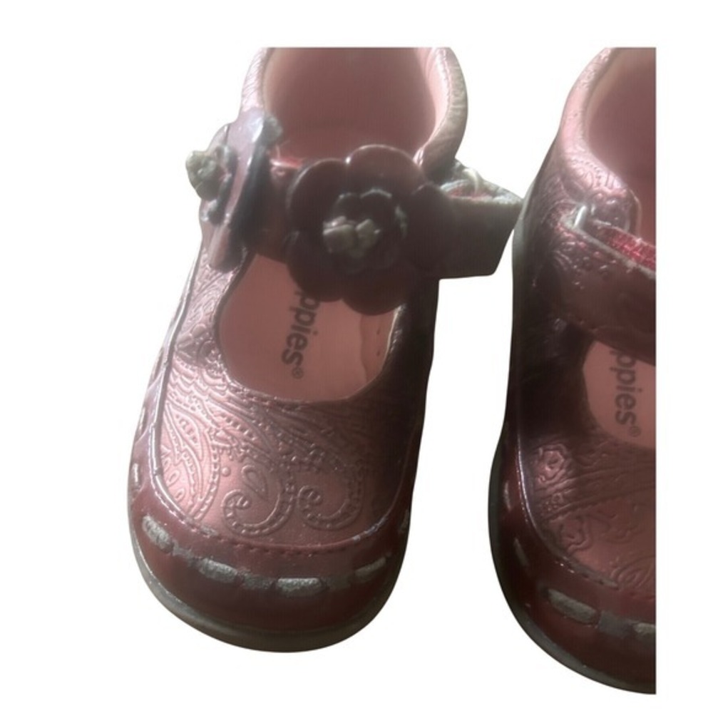 Hush Puppies Toddler Girls Paisley Metallic Burgundy Flower Mary Jane Shoes 22 - Picture 5 of 6